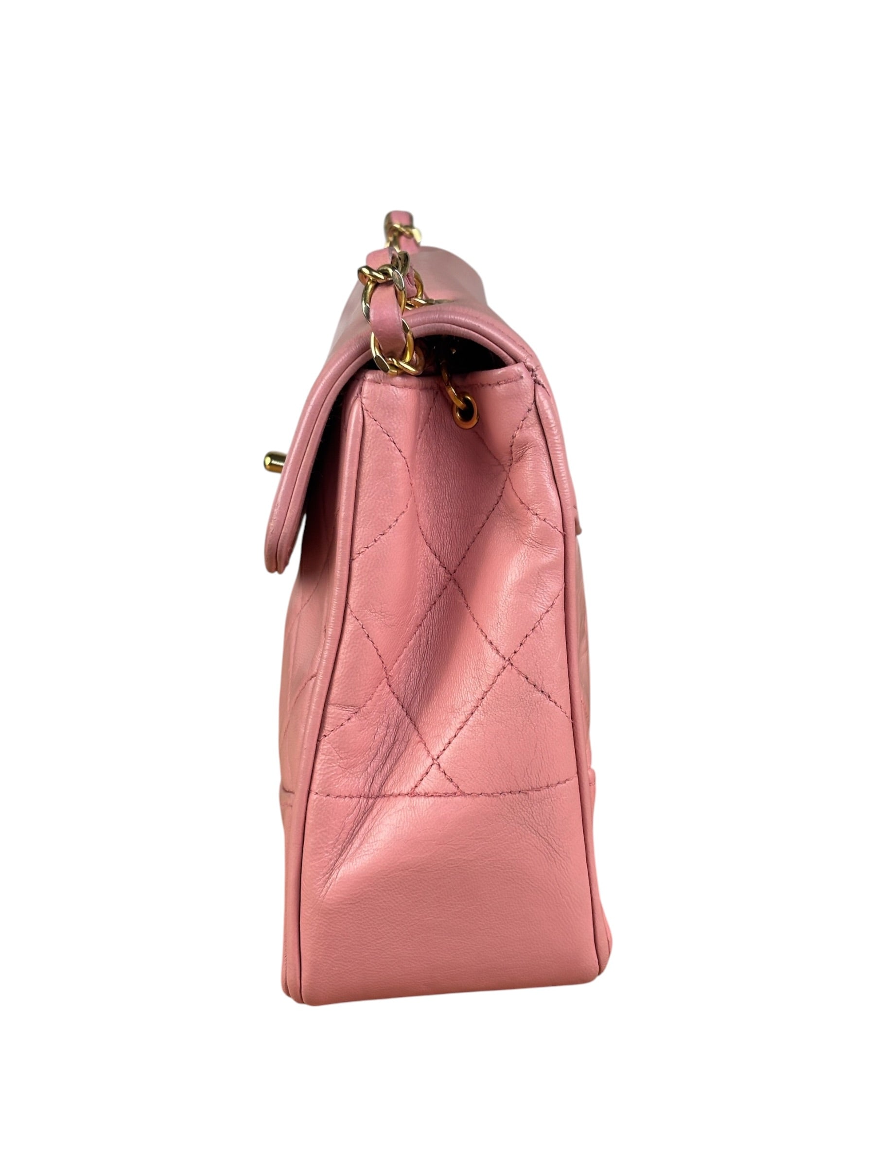 Chanel Vintage Pink Quilted Leather Trapezoid Flap Bag