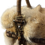 Ferragamo Vintage Fur Rattan Top Handle Bag
