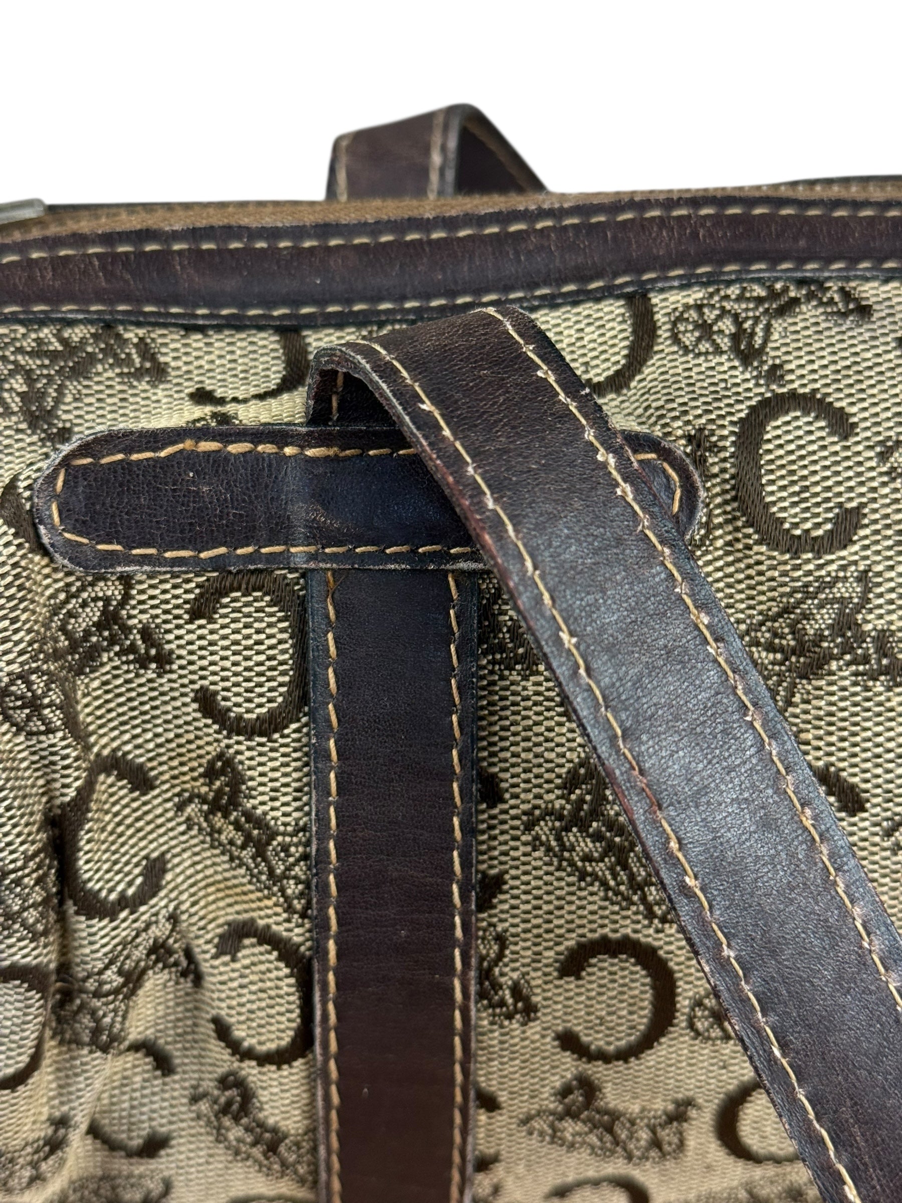 Celine Vintage Macadam Canvas Barrel Bag