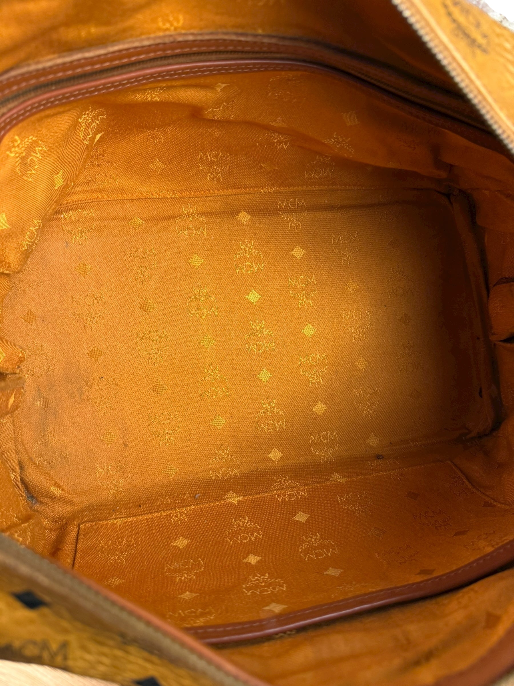 MCM Vintage Leather Logo Boston Handbag