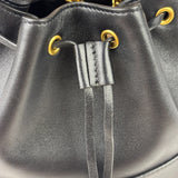 Valentino Black Leather Garavani Mini V Logo Signature Bucket Bag