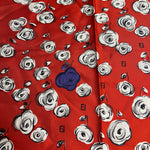 Fendi Red Rose Patterned Silk Scarf