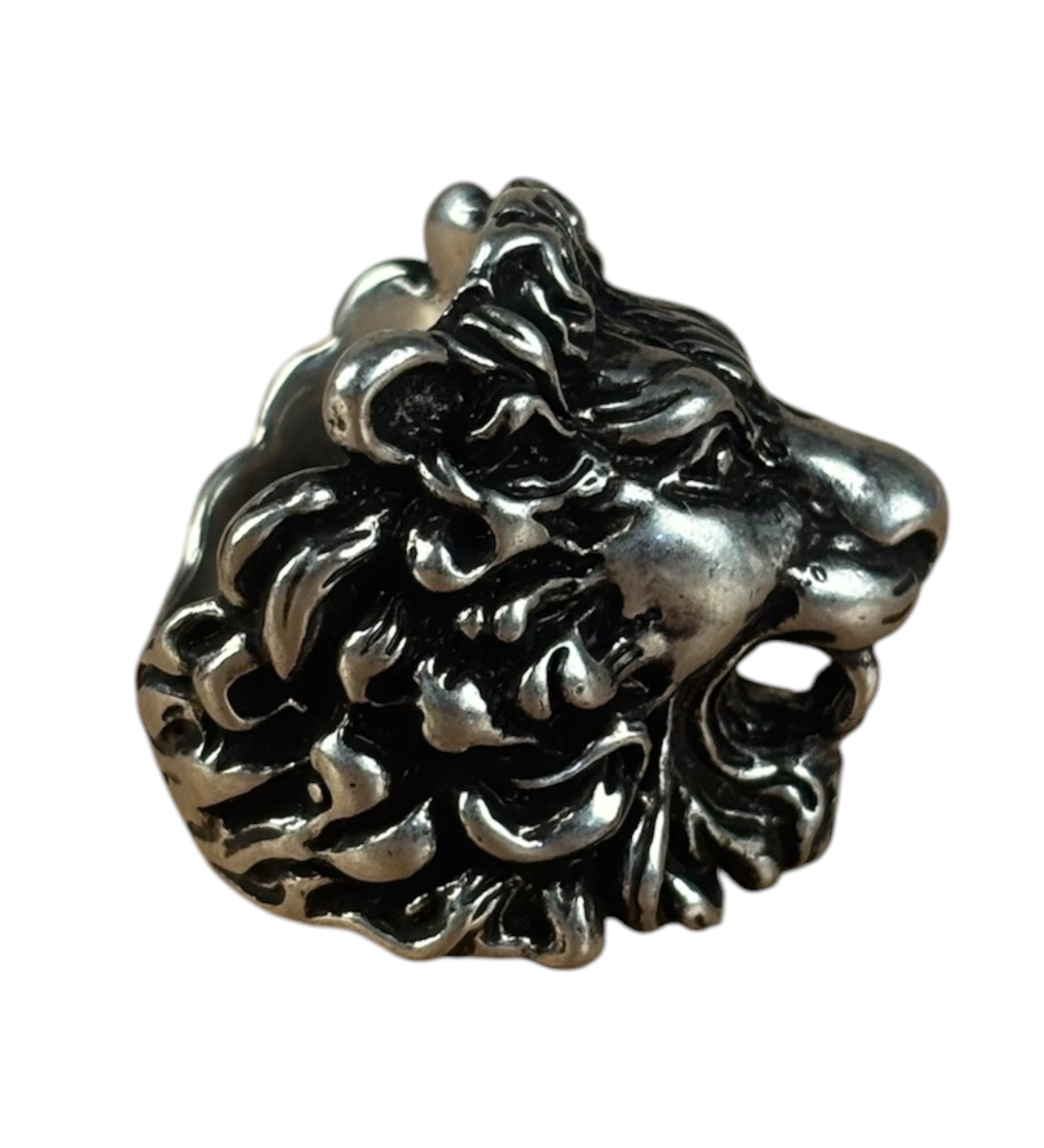 Gucci Silver Cocktail Lion Head Motif Ring