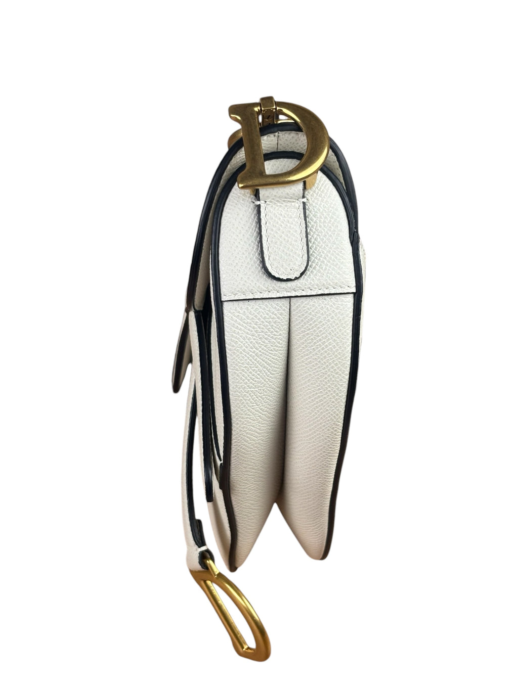 Christian Dior White Leather Saddle Handbag