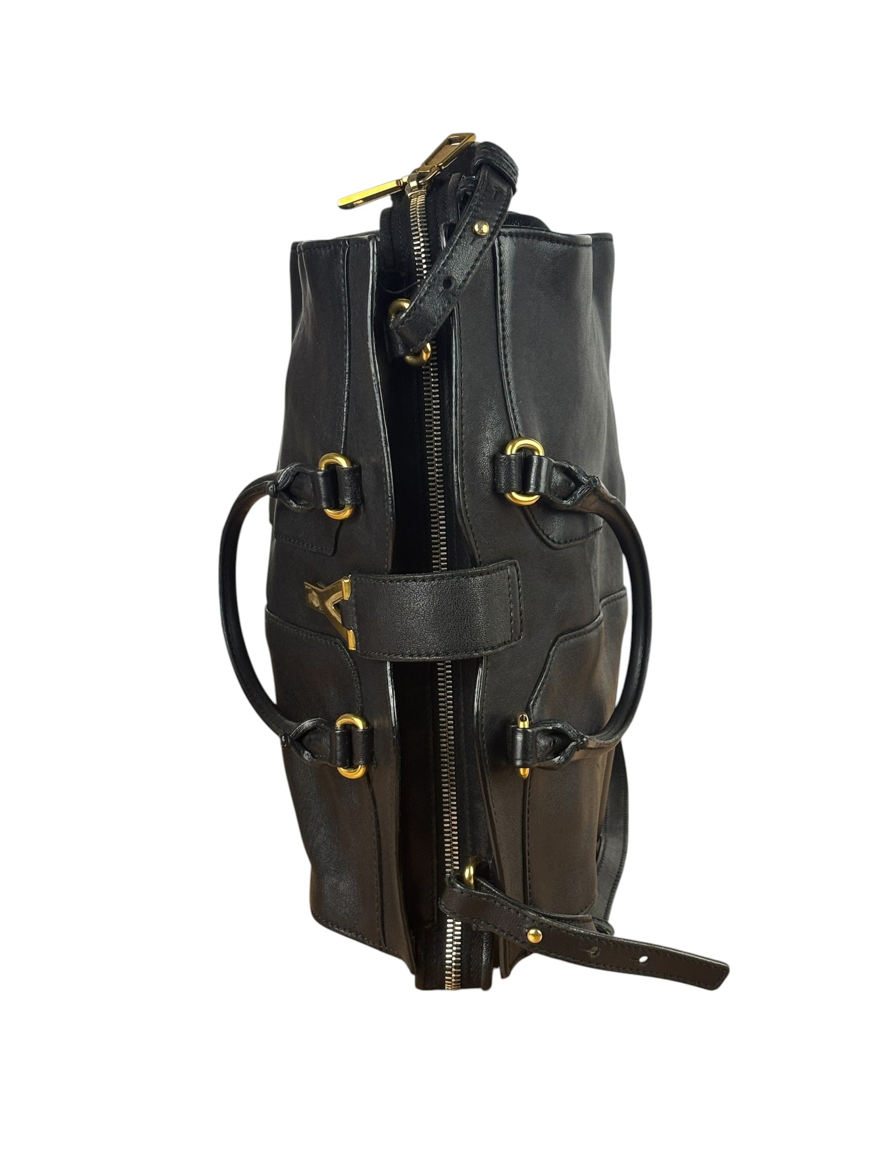 YSL Black Leather Cabas Chyc 2Way