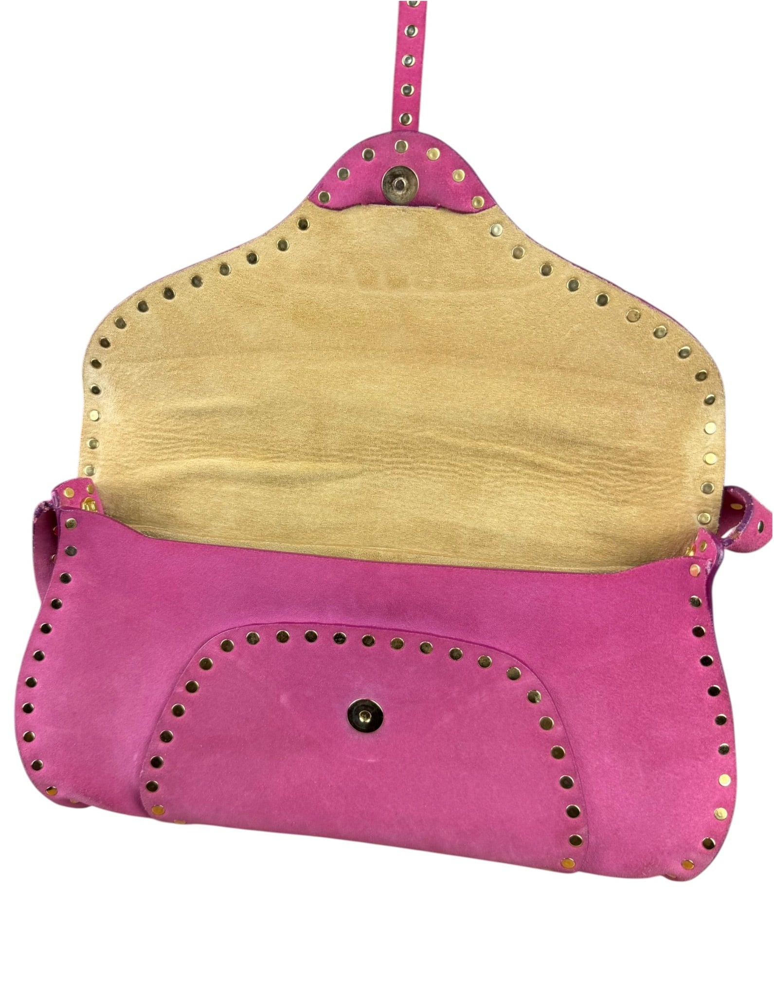 Celine Vintage Pink Suede Poulbot Shoulder Bag