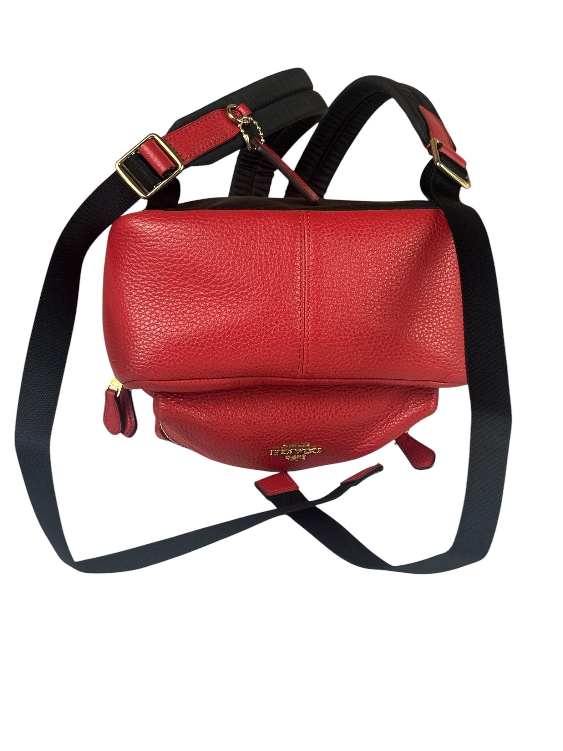 Coach Red Pebbled Mini Charlie Backpack