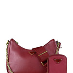 Prada Re-Edition Saffiano Leather Shoulder Bag Red