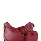 Prada Re-Edition Saffiano Leather Shoulder Bag Red
