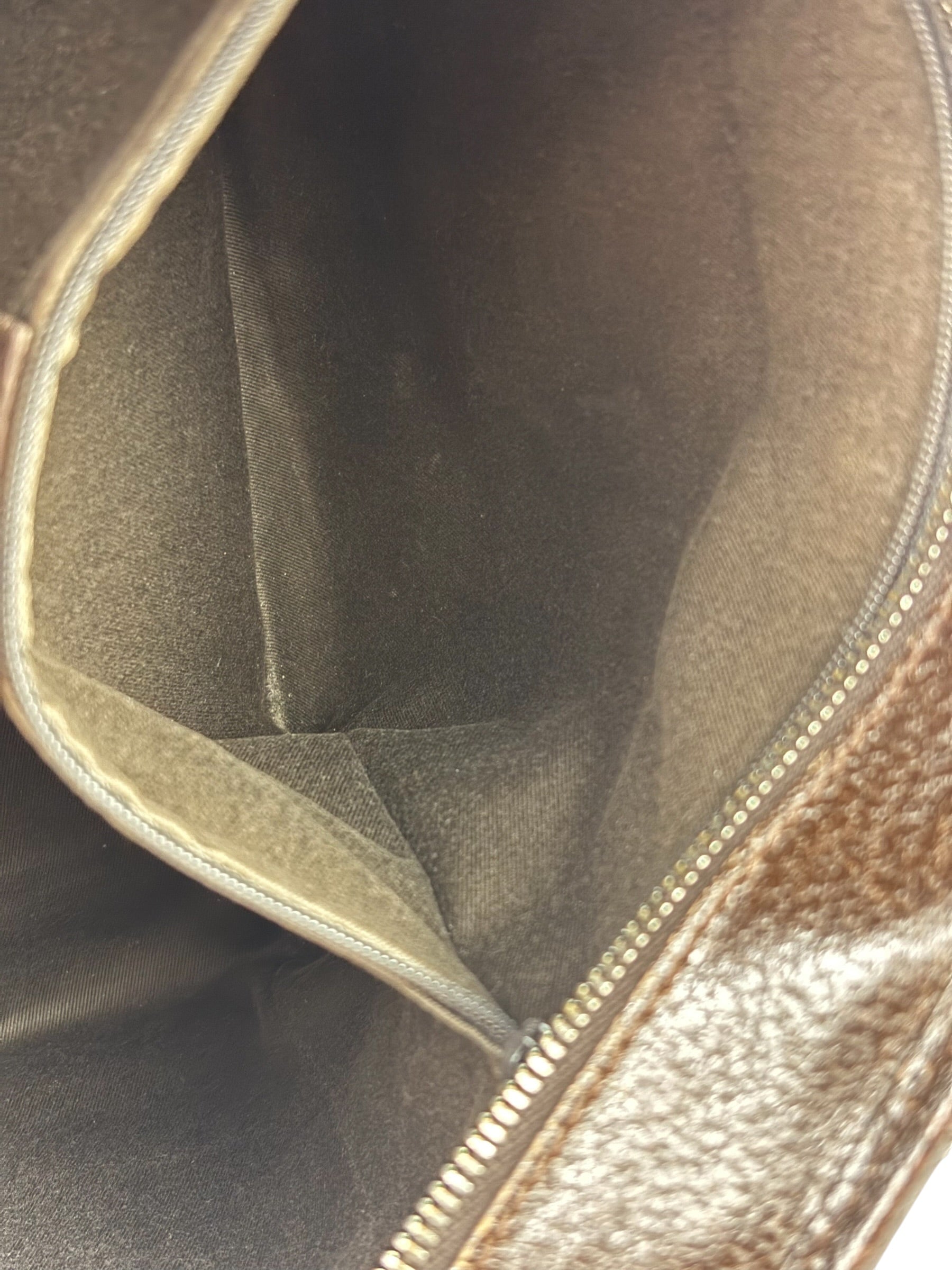 Gucci Brown Leather Trim GG Supreme Shoulder Bag