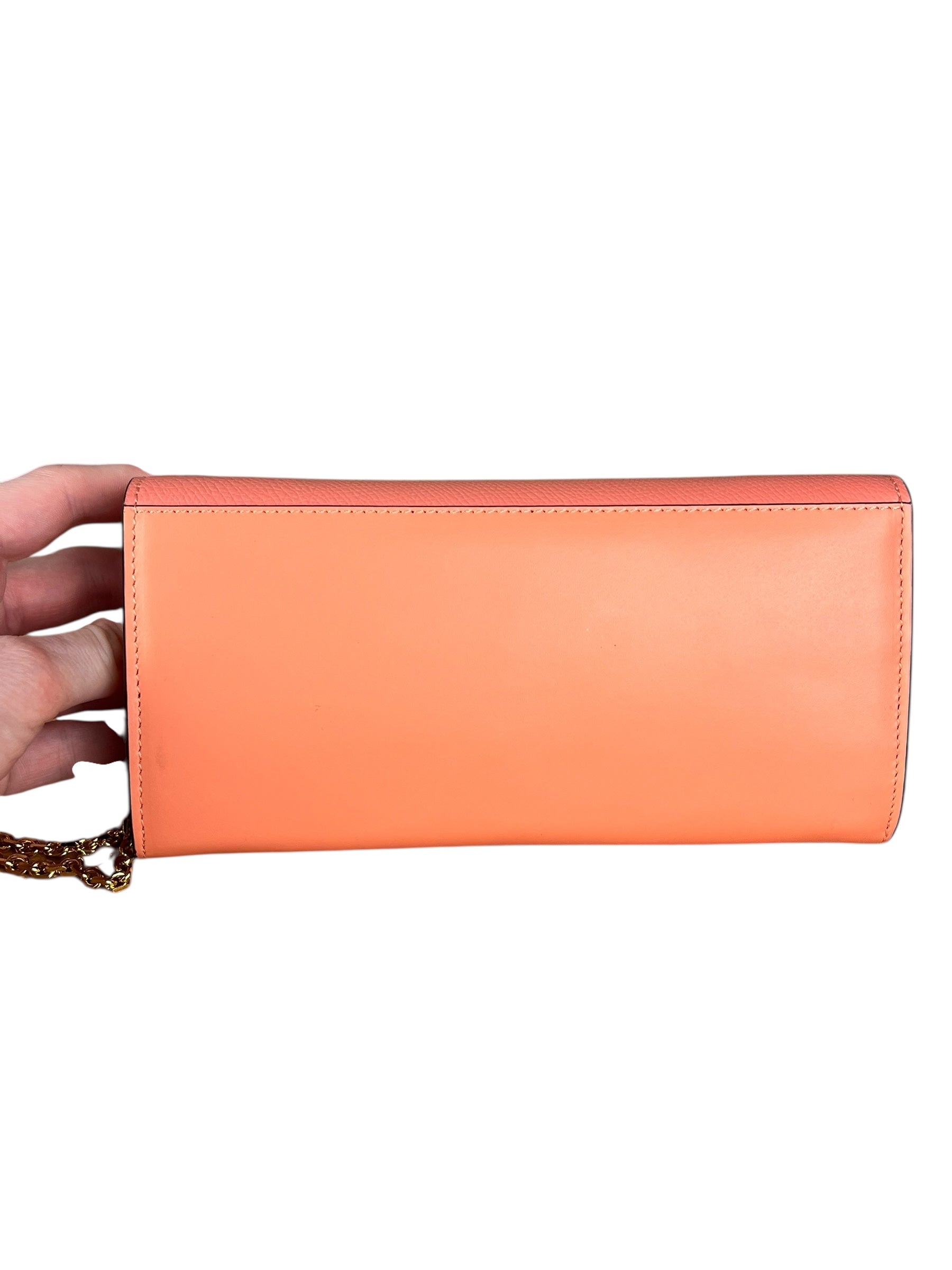 Fendi FF Diamonds Continental Peach Wallet on Chain