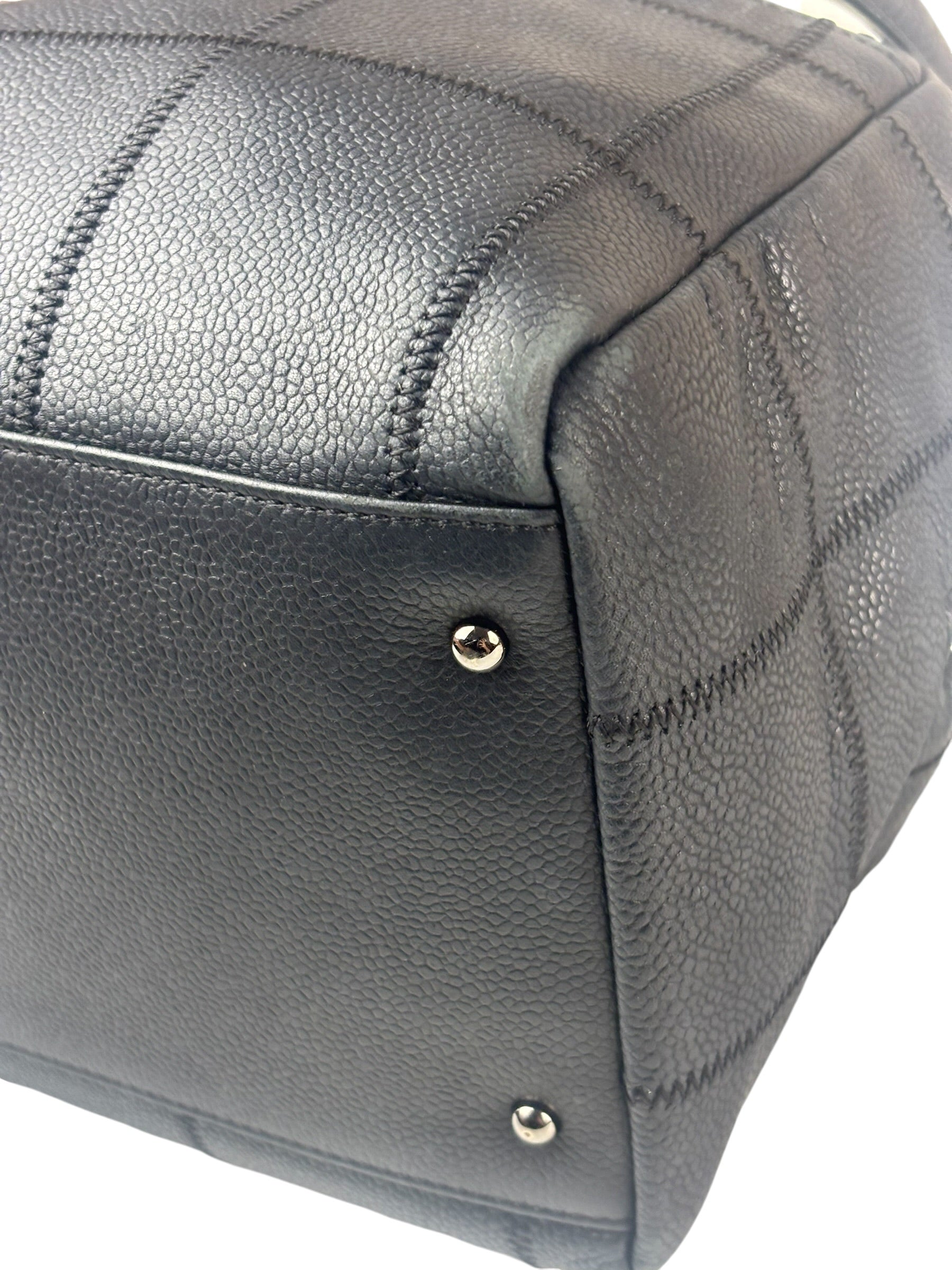 Chanel Navy Chocolate Bar Square Quilt LAX Bowler Bag 2004