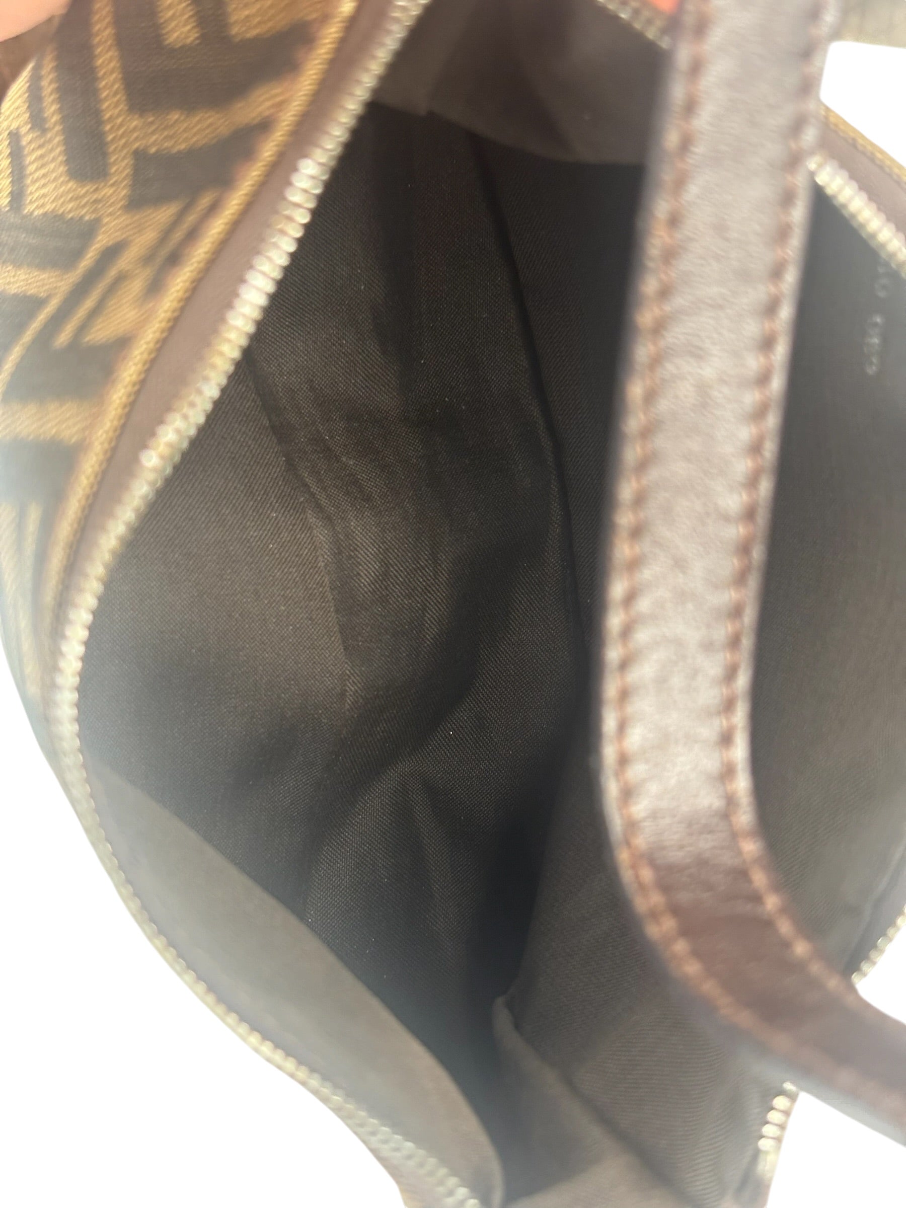 Fendi Leather Trim Zucca Pochette