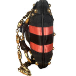 Gucci GG Black/Pink Canvas Horsebit Chain Shoulder Bag