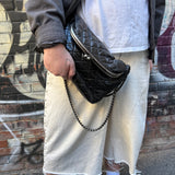 Chanel Black Quilted Lambskin Tabatiere Fold-Over Shoulder Bag 2014