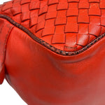 Bottega Veneta Red Lambskin/Lizard Intrecciato Shoulder Bag