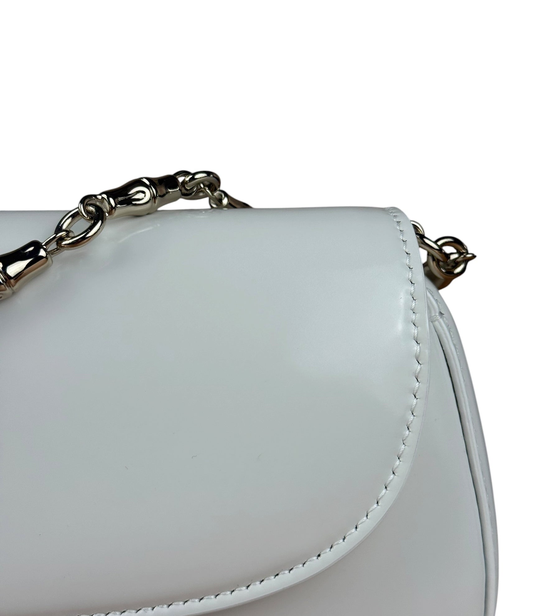 Gucci White Leather Bamboo Night Small Clutch/Pochette