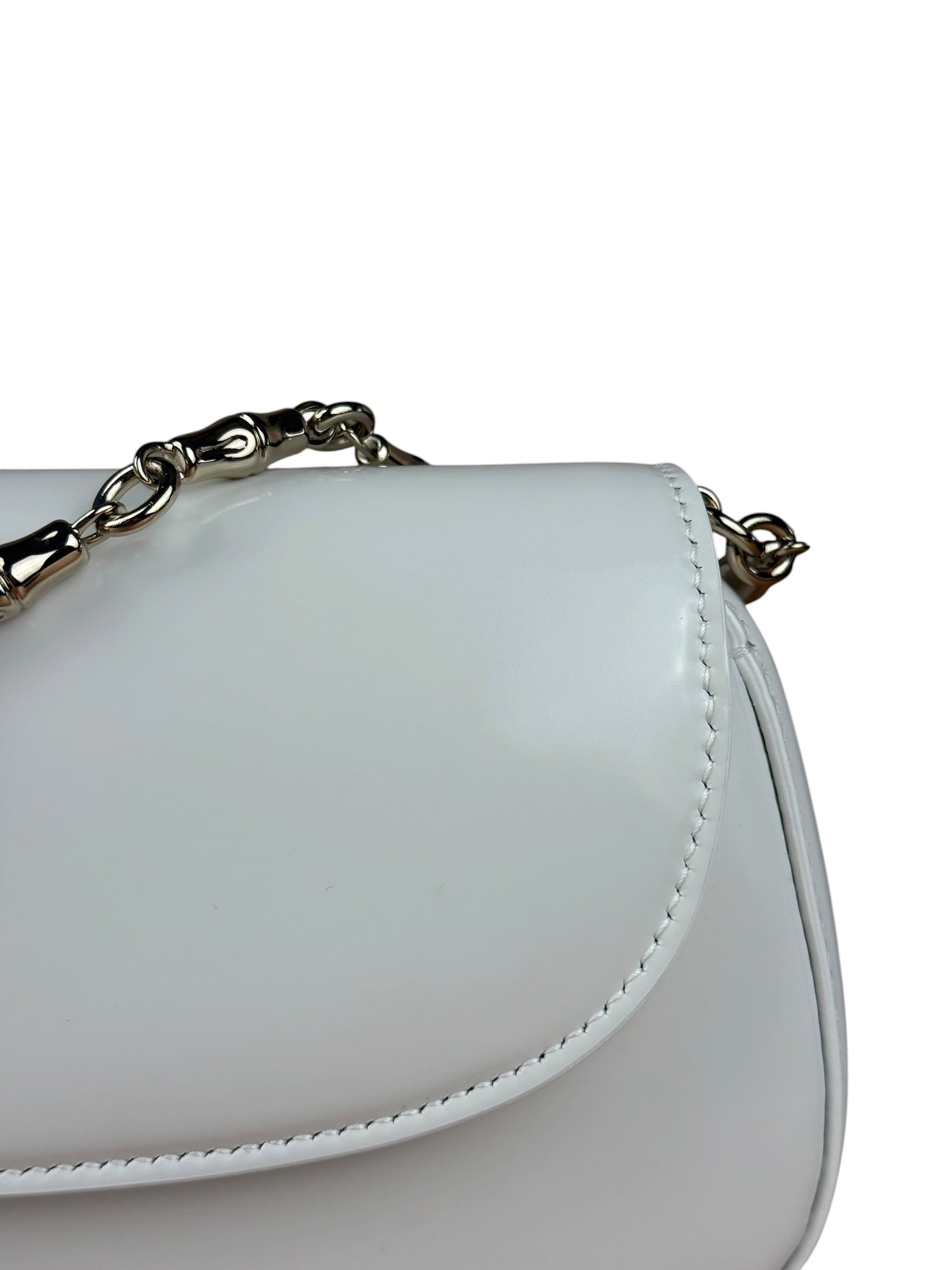 Gucci White Leather Bamboo Night Small Clutch/Pochette