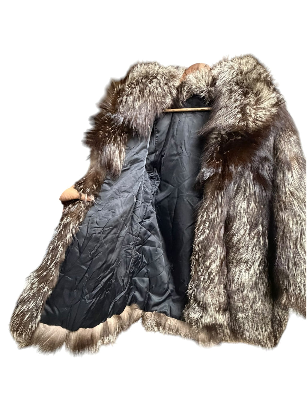Vintage Saga Brown/White Ranched Fox Fur Coat