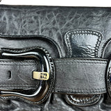 Fendi Black Patent Buckle Leather Shoulder Bag