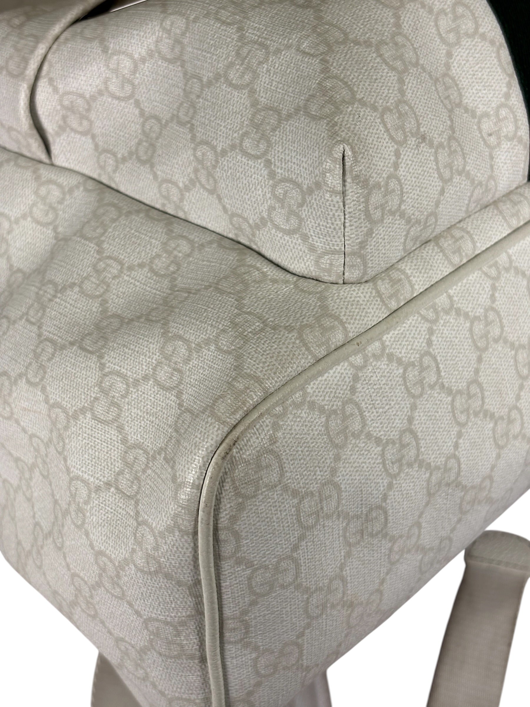 Gucci White Leather GG Green/Red Stripe Backpack