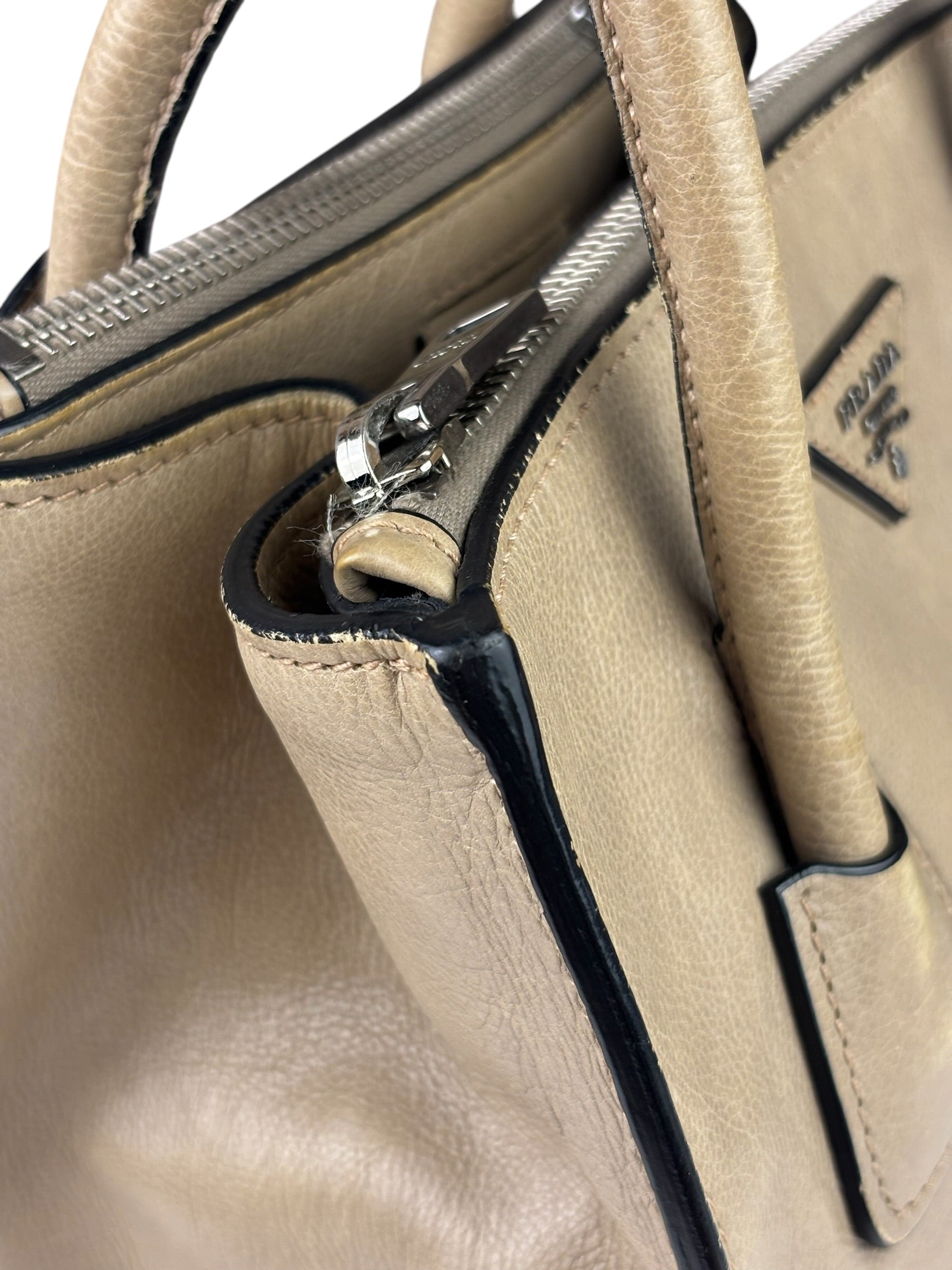 Prada Beige Glace Calf Twin Tote