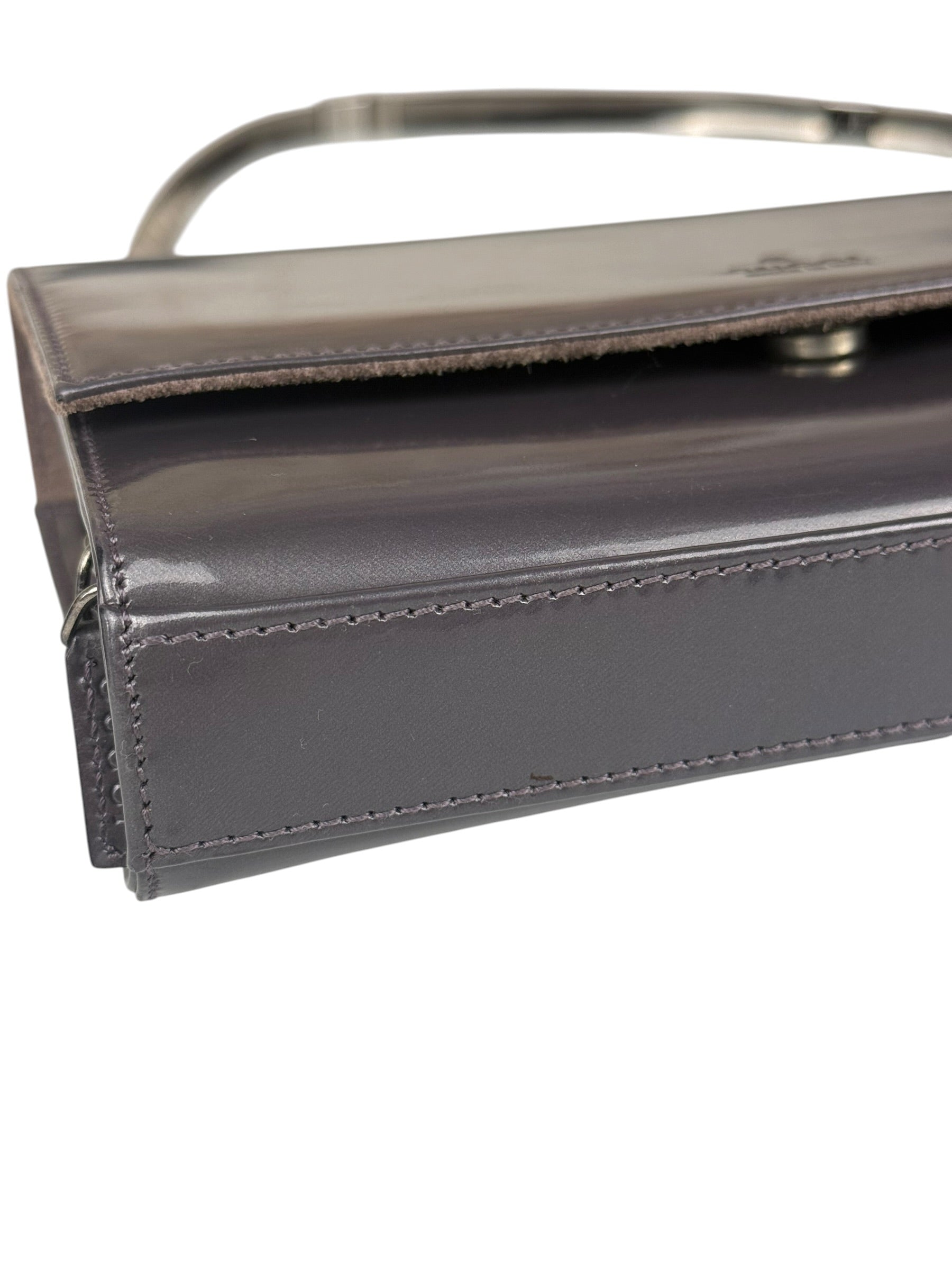 Gucci Grey Patent Leather Flap Mini Shoulder Bag