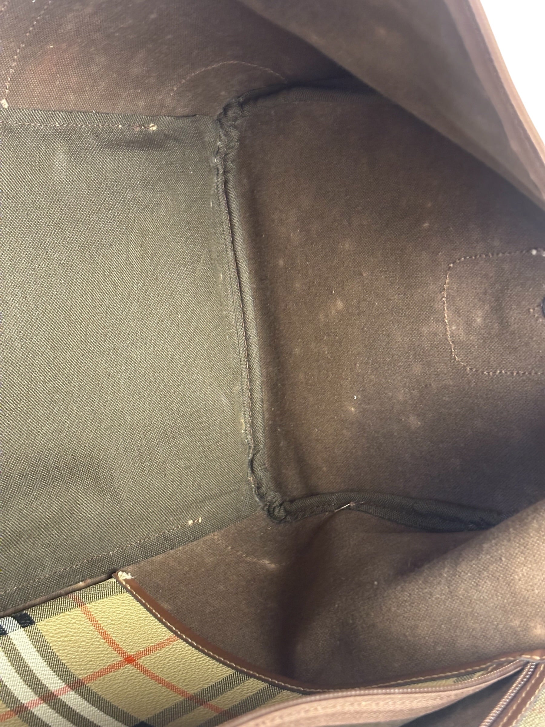 Burberry Beige/Brown Leather House Check Boston Bag