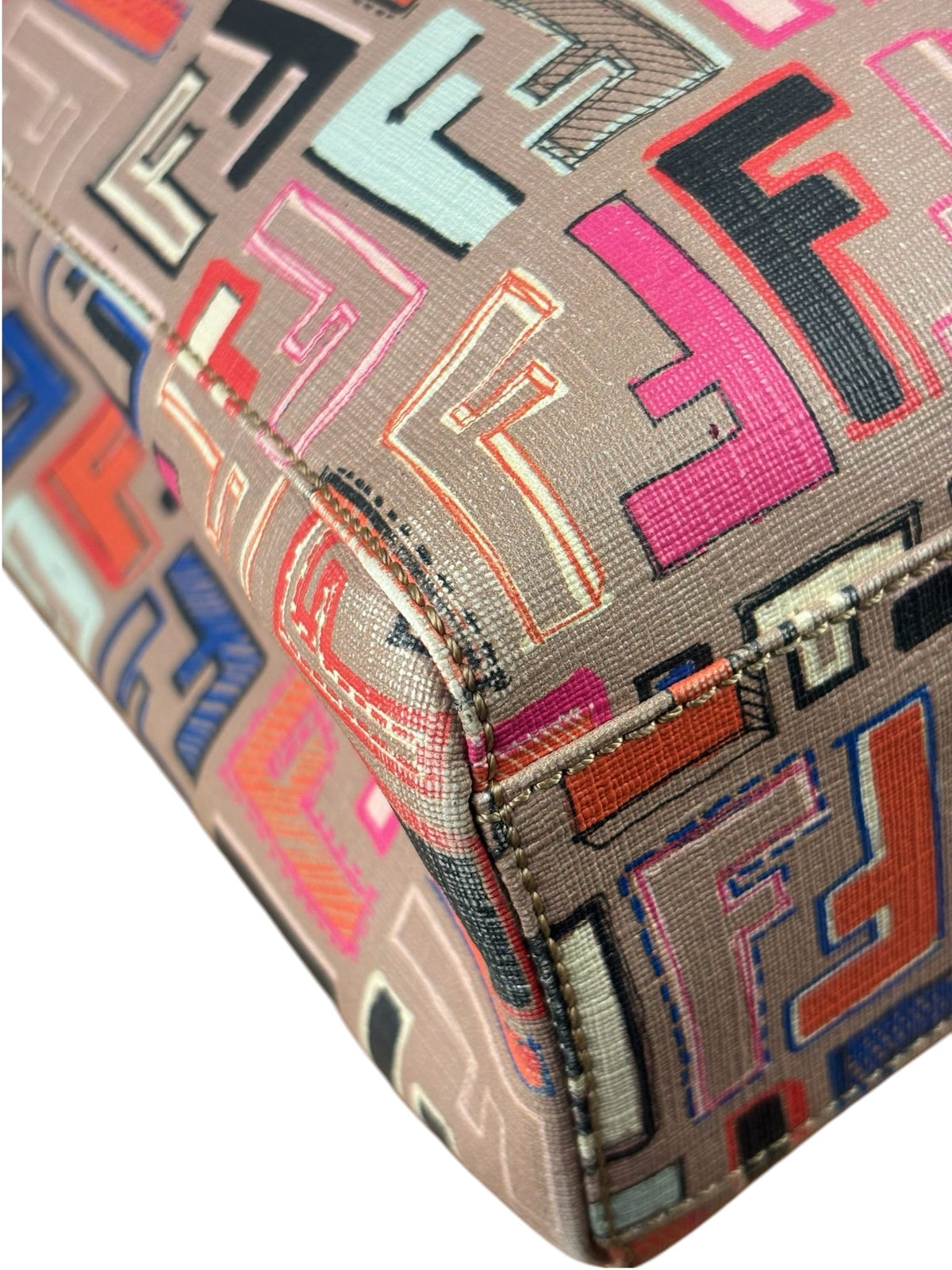 Fendi Colorblock Leather Zucca Roll Tote