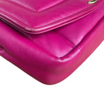 Chanel Fuchsia Pink Leather Puffy Flap Bag 2019