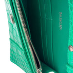 Balenciaga Green Crocodile Embossed Hourglass Wallet On Chain
