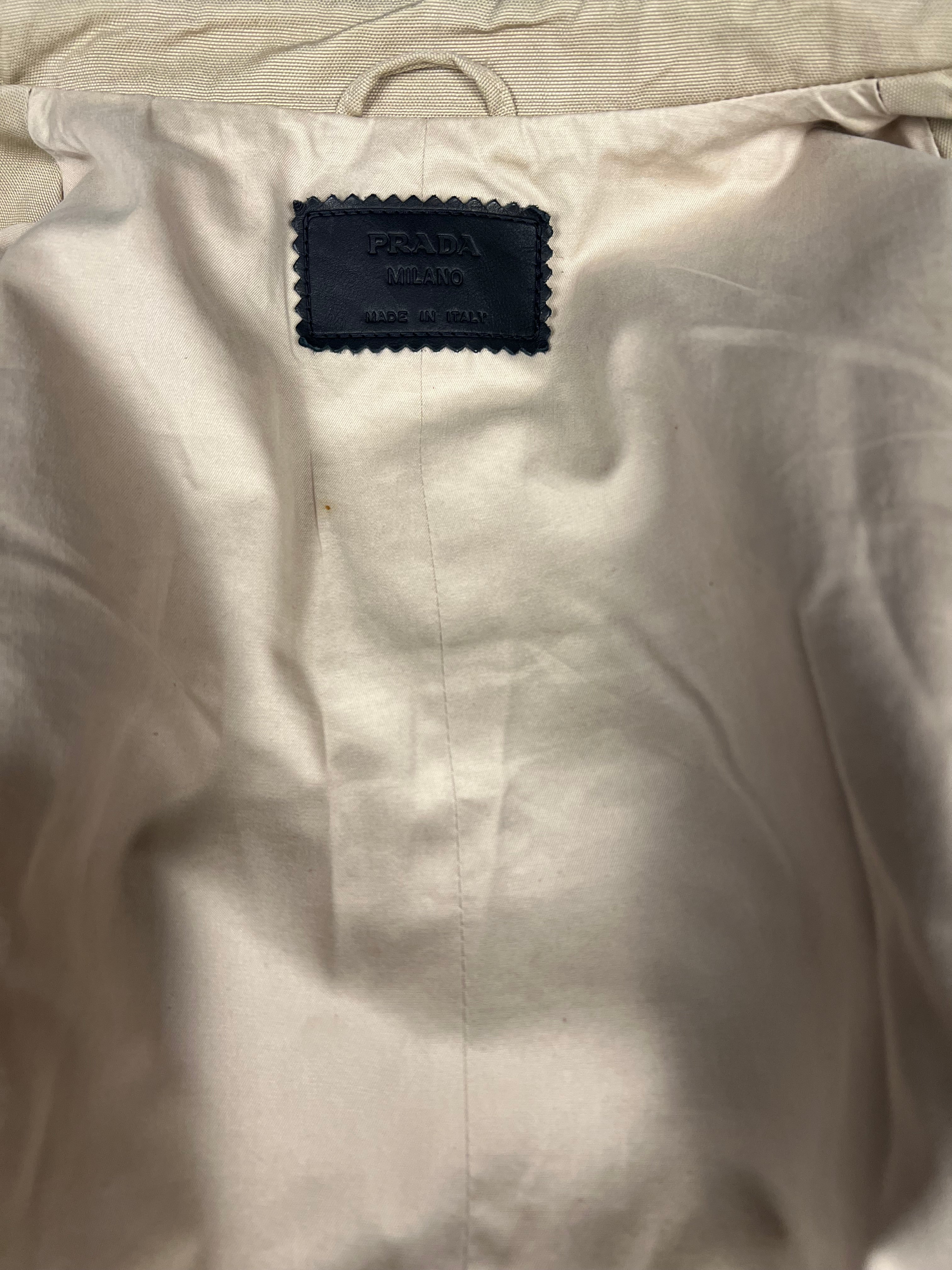 Prada Khaki Button Down Jacket Leather Lining