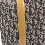 Christian Dior Brown Leather Trim Canvas Trotter Tote