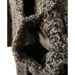 Vintage Brown Fox Fur Collar Persian Lamb Long Coat