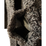 Vintage Brown Fox Fur Collar Persian Lamb Long Coat