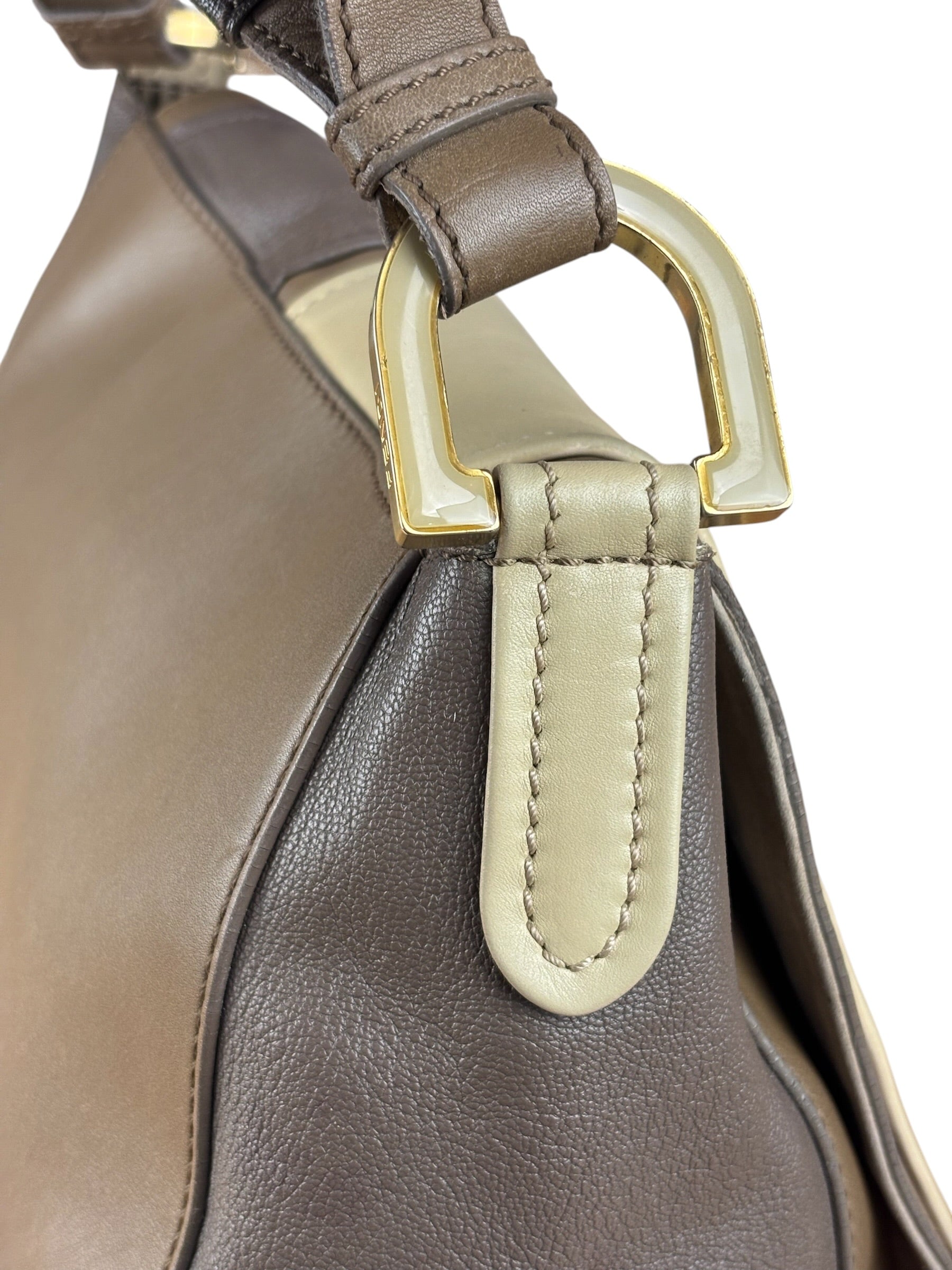 Fendi Colorblock Leather Two-Way Flap Bag