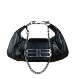 Balenciaga Black Leather Pamela Small Shoulder Bag