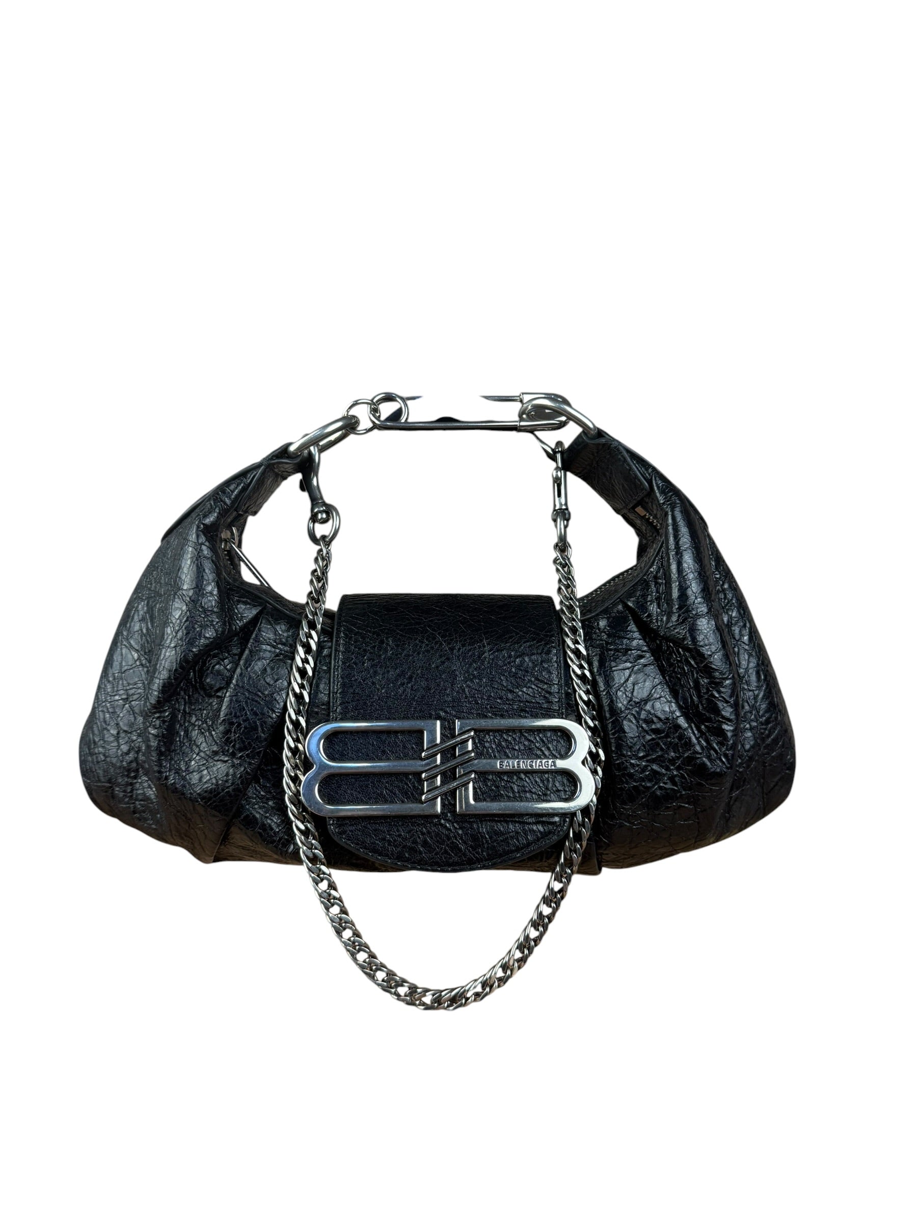 Balenciaga Black Leather Pamela Small Shoulder Bag