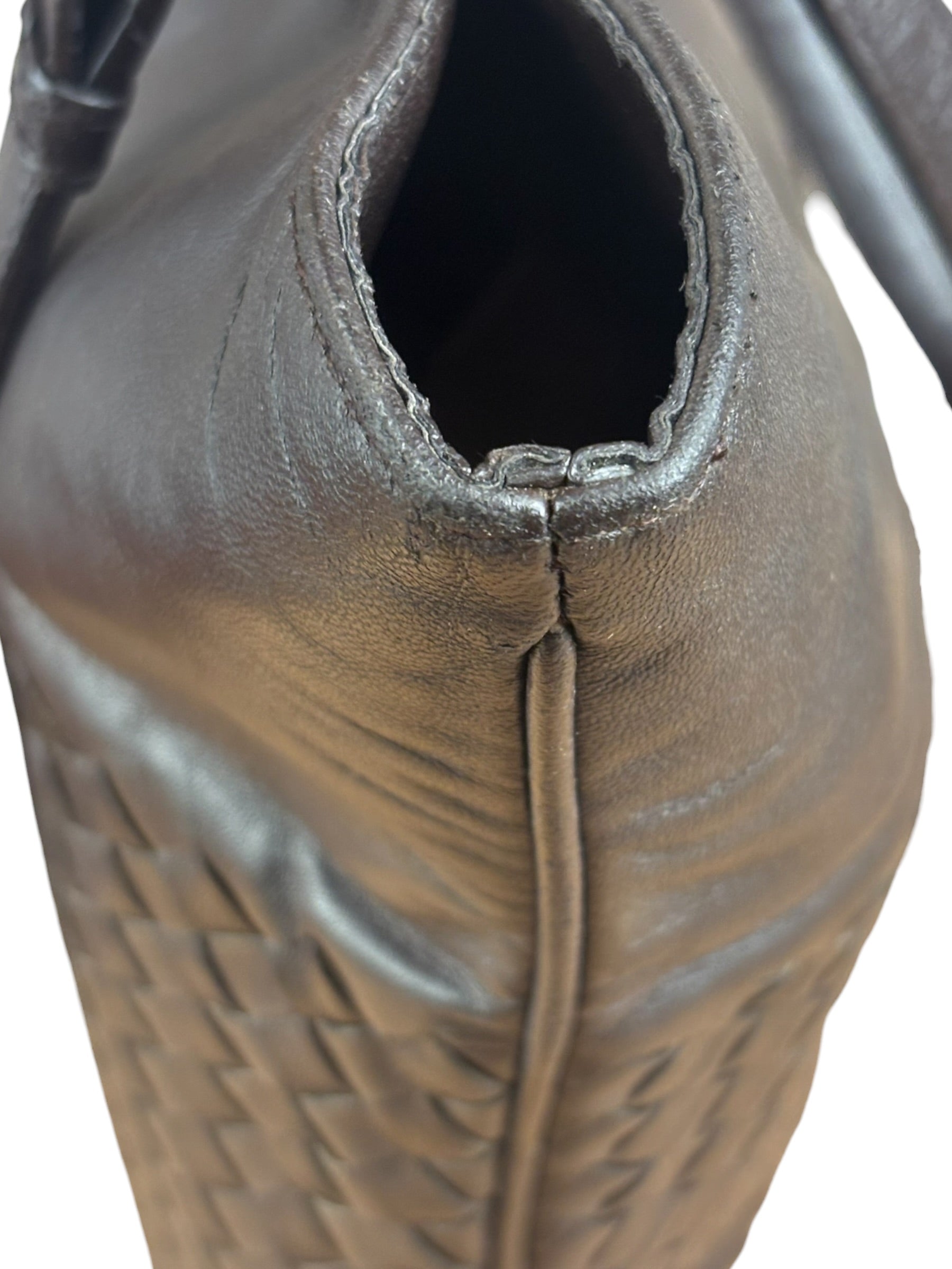 Bottega Veneta Chocolate Brown Leather Intercciato Tote Bag