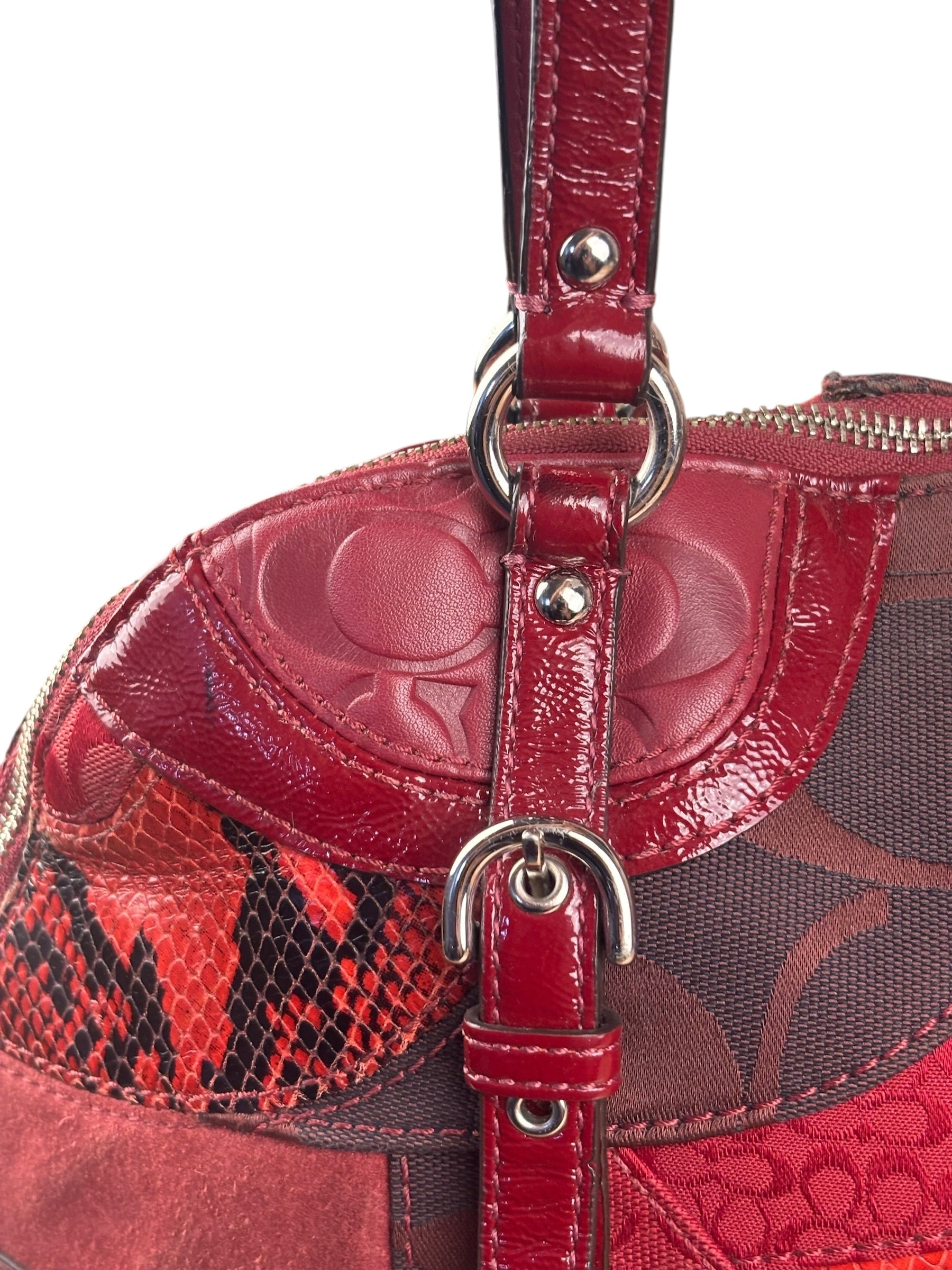 Coach Red Leather Patchwork Handbag