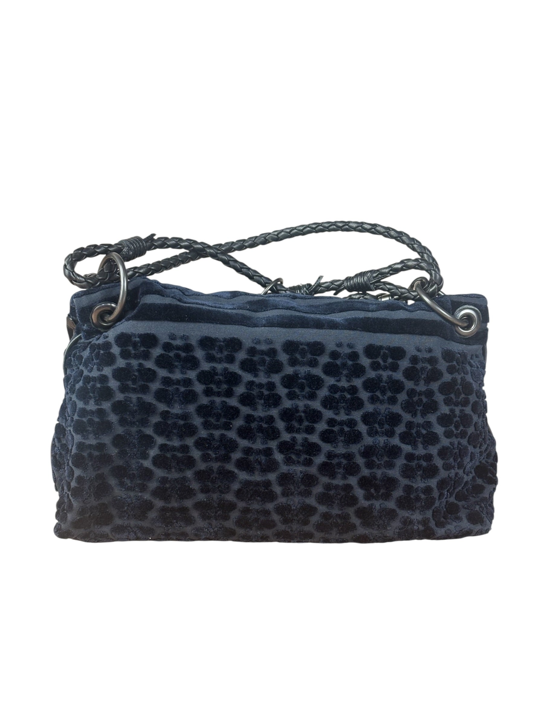 Bottega Veneta Vintage Blue Leopard Chenille Shoulder/Hand Bag