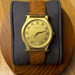 Balenciaga Gold Plated Champagne Dial Brown Leather Strap