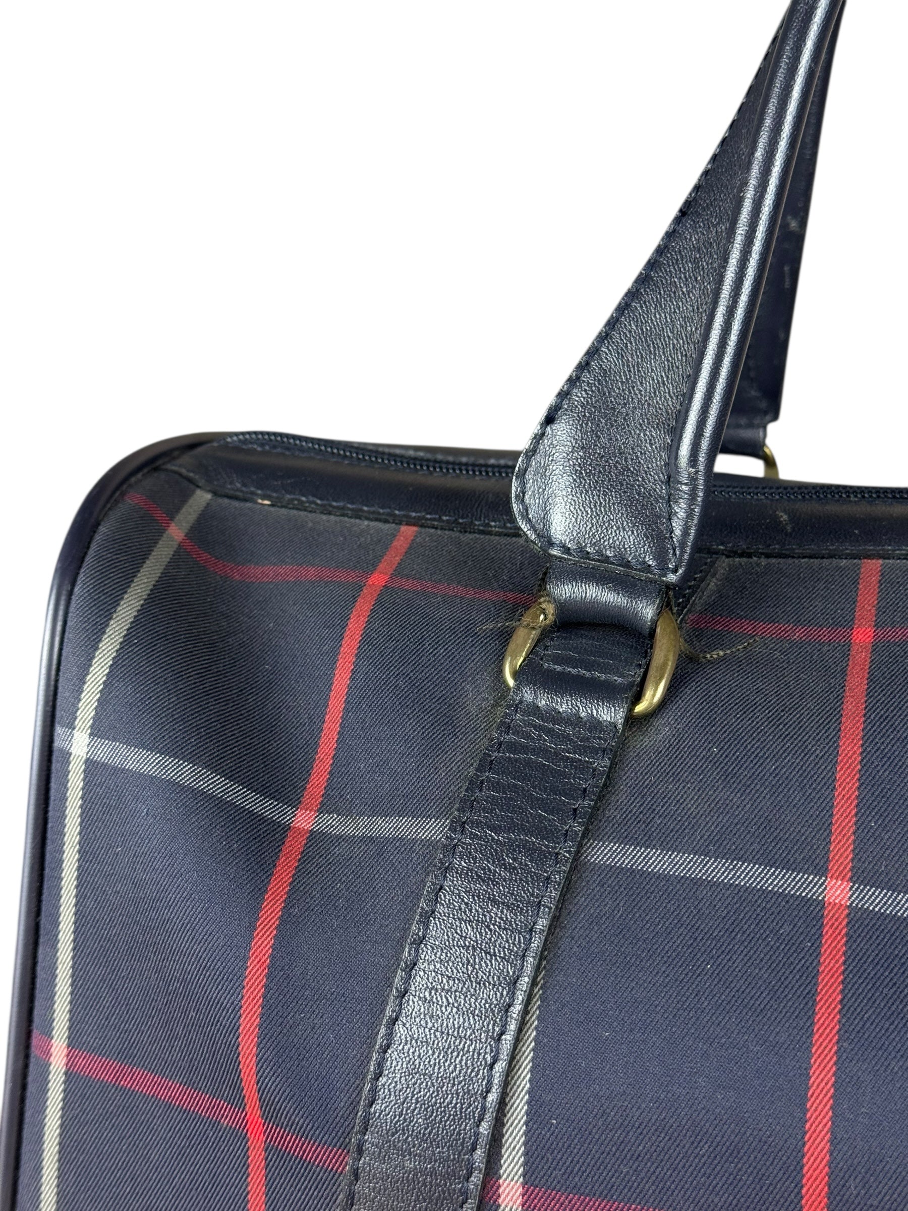 Burberry Blue Nova Check Vintage Boston Bag