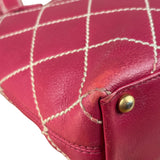 Chanel Vintage Pink Leather Wild Stitch Surpique Tote Bag