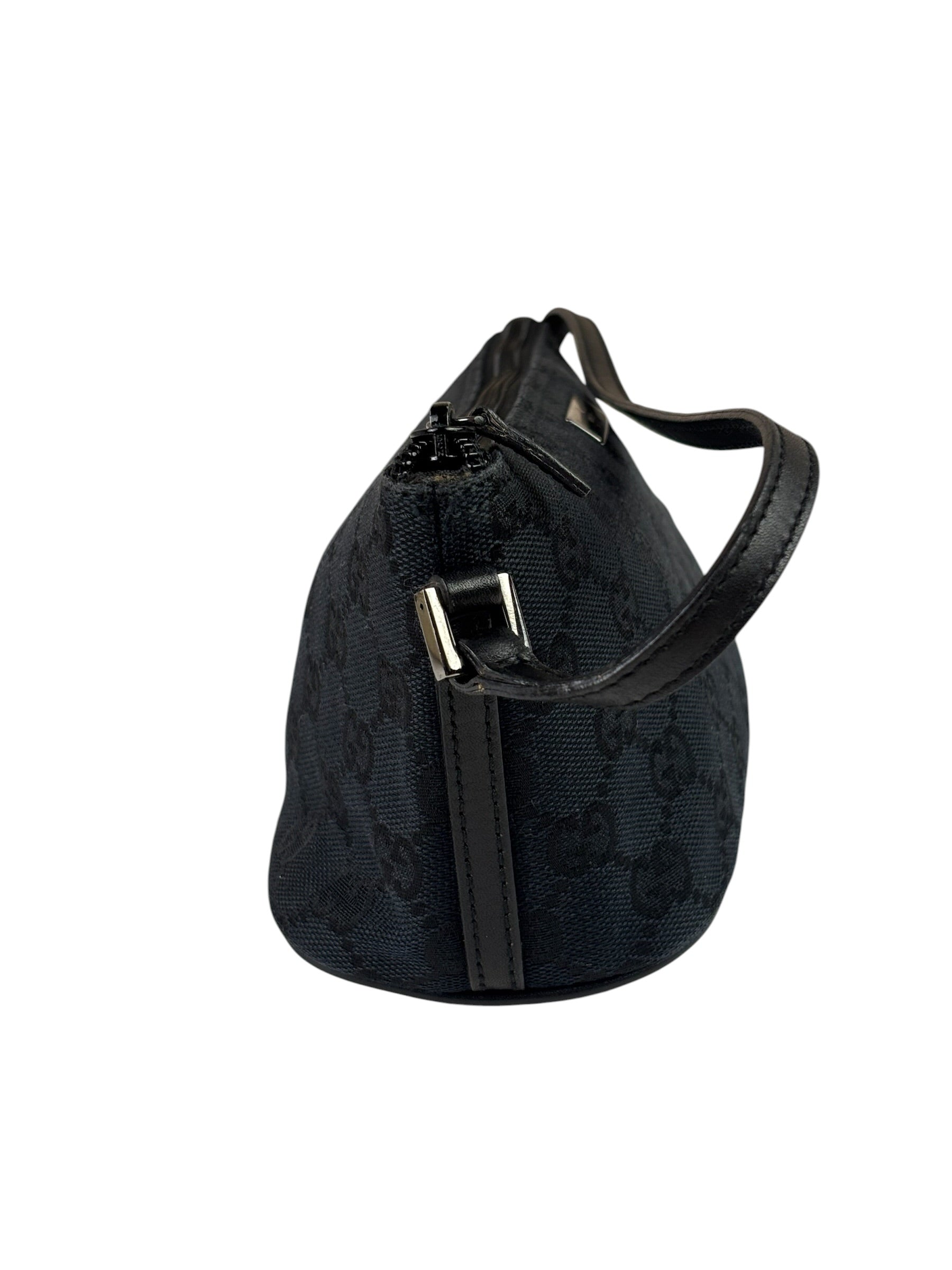 Gucci Black Canvas GG Print Mini Boat Pochette