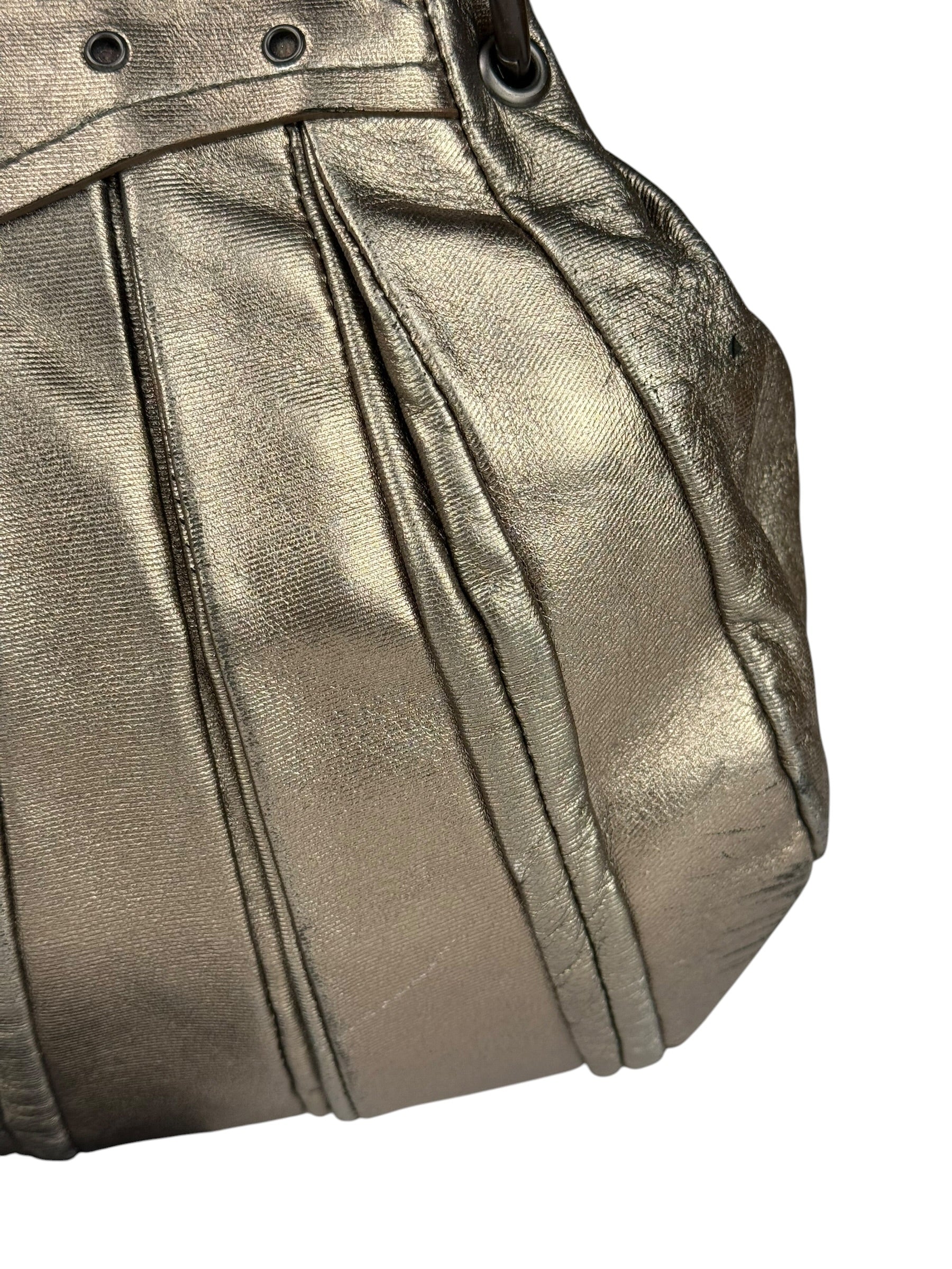 Bottega Veneta Metallic Pleated Shoulder Bag