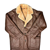 Vintage Leather Fur Lined Long Coat