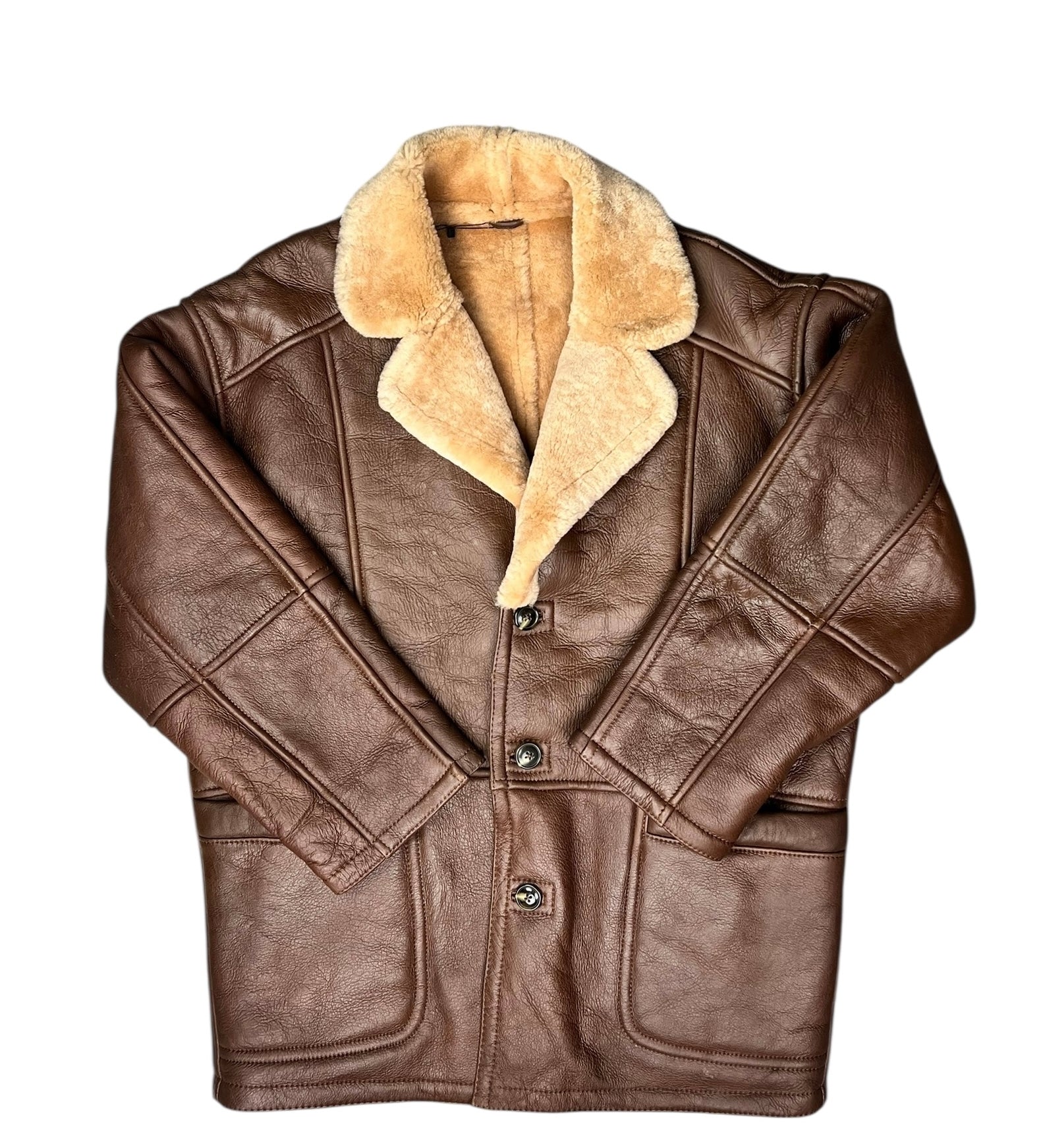 Vintage Leather Fur Lined Long Coat