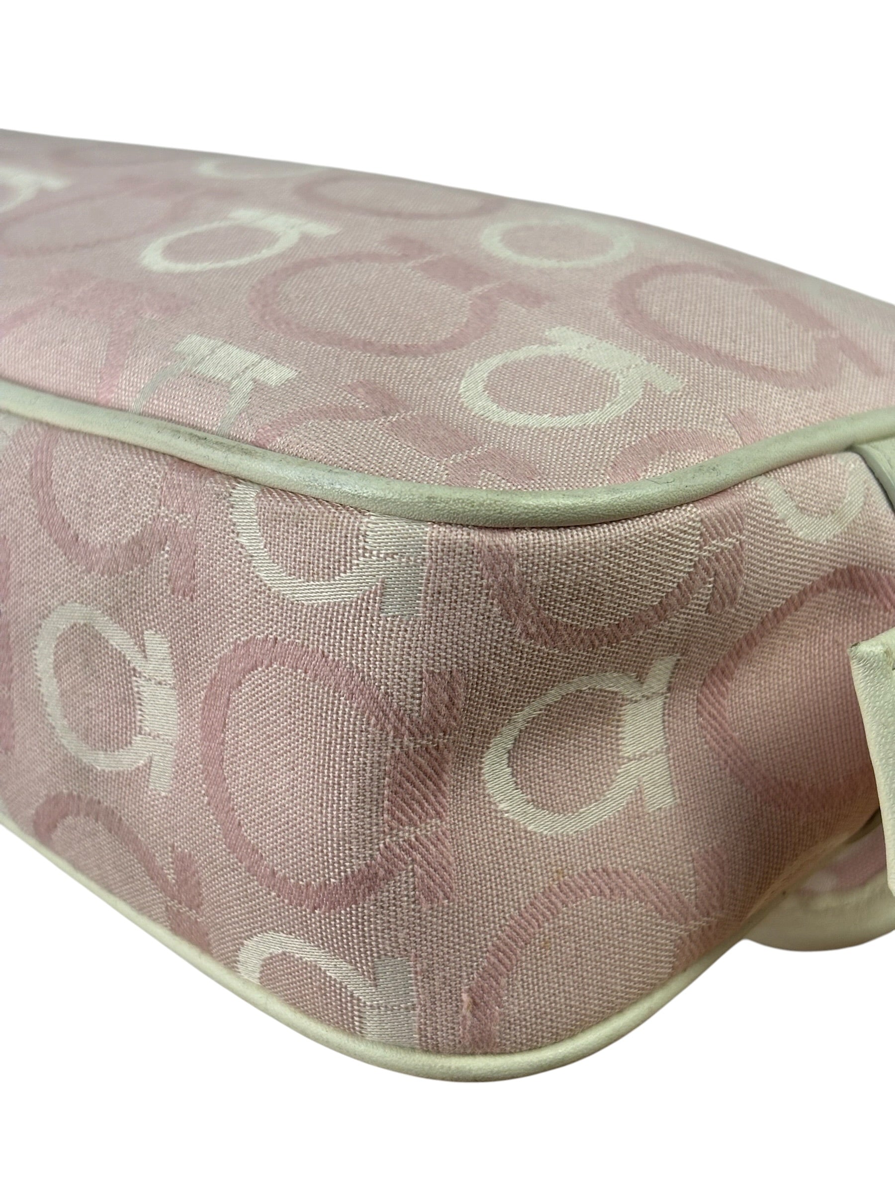 Ferragamo Pink Canvas Gancini Shoulder Bag