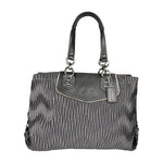 Coach Vintage Metallic Grey Leather Ashley Gathered Sateen Satchel Shoulder Bag